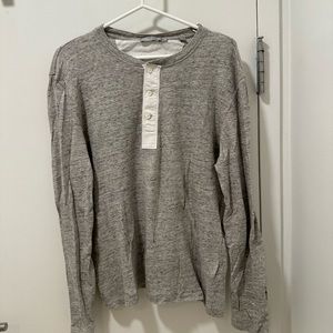 Vince Cotton Linen Henley Shirt Size M